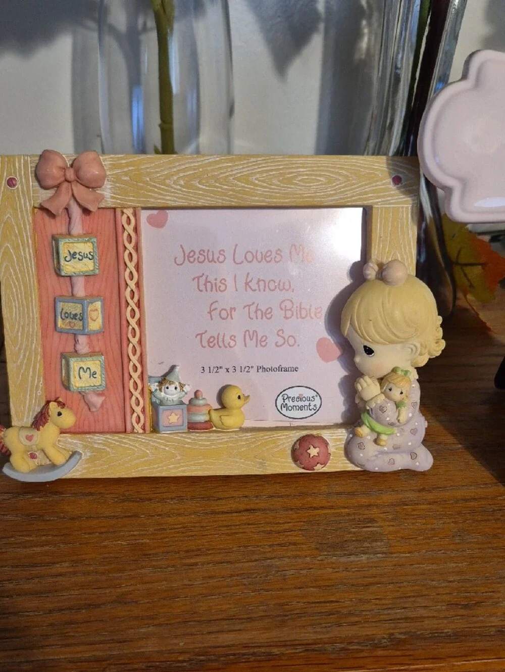 Hallmark Pink Ceramic Cross Frame with Oval Photo Opening
